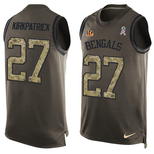 Nike Cincinnati Bengals #27 Dre Kirkpatrick Green Men’s Stitched NFL Limited Salute To Service Tank Top Jersey
