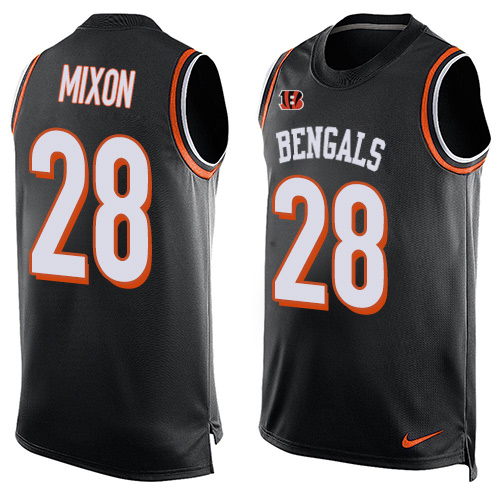 Nike Cincinnati Bengals #28 Joe Mixon Black Team Color Men’s Stitched NFL Limited Tank Top Jersey