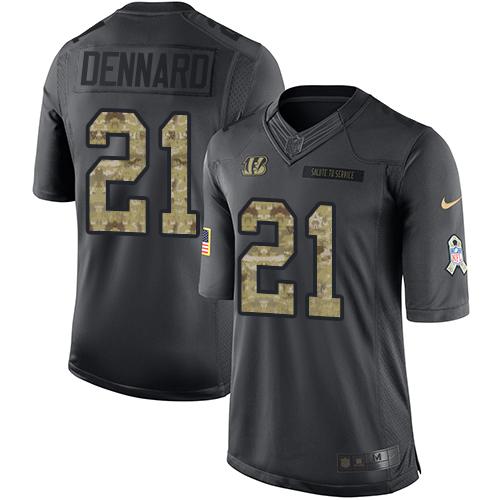 Nike Cincinnati Bengals #21 Darqueze Dennard Black Men’s Stitched NFL Limited 2016 Salute to Service Jersey
