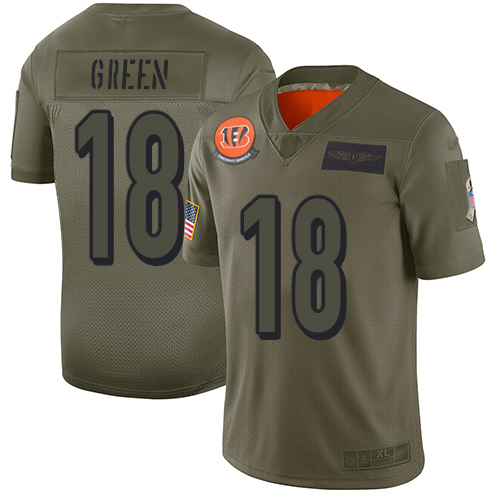 Nike Cincinnati Bengals #18 A.J. Green Camo Men’s Stitched NFL Limited 2019 Salute To Service Jersey