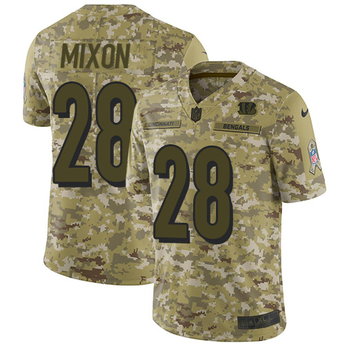 Nike Cincinnati Bengals #28 Joe Mixon Camo Men’s Stitched NFL Limited 2018 Salute To Service Jersey