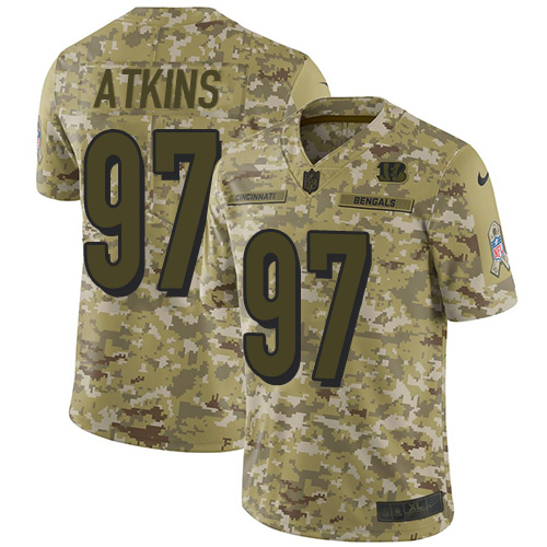 Nike Cincinnati Bengals #97 Geno Atkins Camo Men’s Stitched NFL Limited 2018 Salute To Service Jersey
