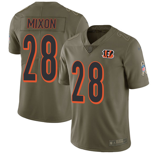 Nike Cincinnati Bengals #28 Joe Mixon Olive Men’s Stitched NFL Limited 2017 Salute To Service Jersey