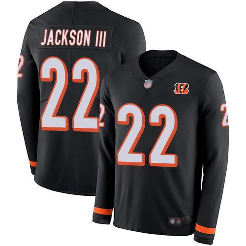 Nike Cincinnati Bengals #22 William Jackson III Black Team Color Men’s Stitched NFL Limited Therma Long Sleeve Jersey