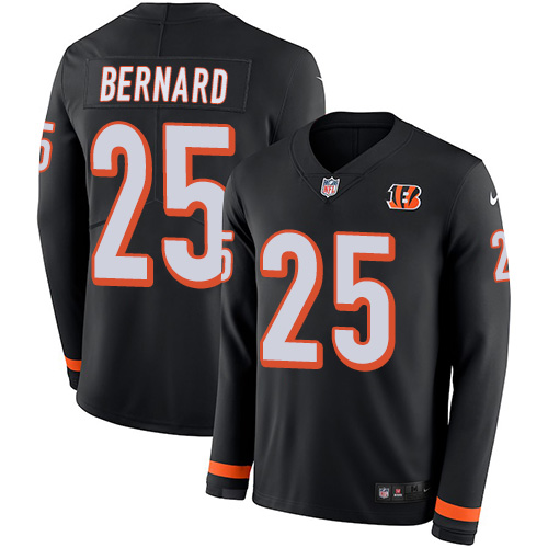 Nike Cincinnati Bengals #25 Giovani Bernard Black Team Color Men’s Stitched NFL Limited Therma Long Sleeve Jersey