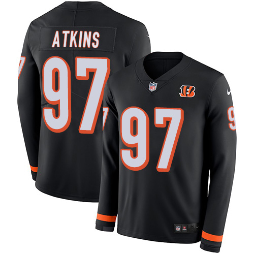 Nike Cincinnati Bengals #97 Geno Atkins Black Team Color Men’s Stitched NFL Limited Therma Long Sleeve Jersey