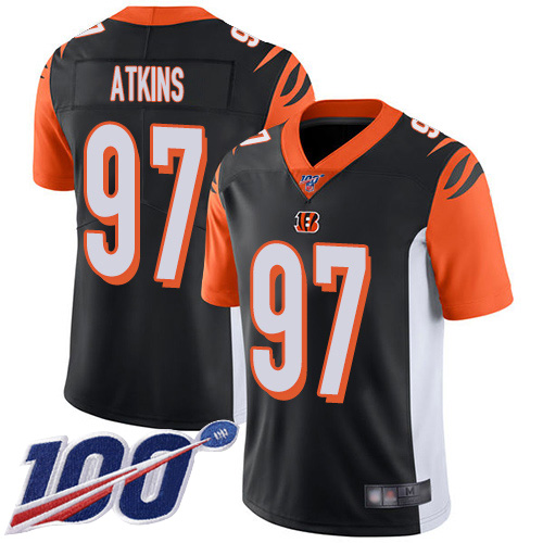 Nike Cincinnati Bengals #97 Geno Atkins Black Team Color Men’s Stitched NFL 100th Season Vapor Limited Jersey