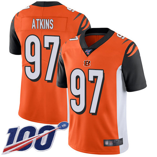 Nike Cincinnati Bengals #97 Geno Atkins Orange Alternate Men’s Stitched NFL 100th Season Vapor Limited Jersey