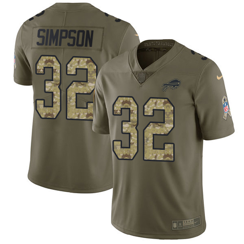 Nike Buffalo Bills #32 O. J. Simpson Olive/Camo Men’s Stitched NFL Limited 2017 Salute To Service Jersey