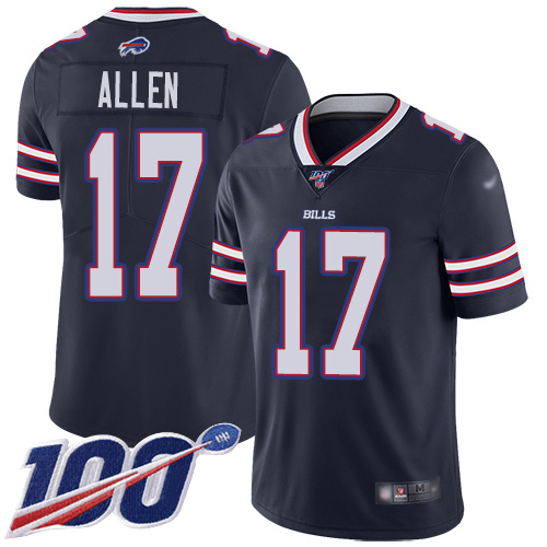 Nike Buffalo Bills #17 Josh Allen Navy Men’s Stitched NFL Limited Inverted Legend 100th Season Jersey