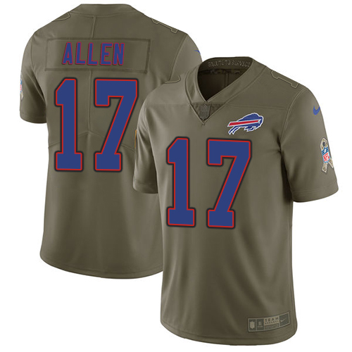 Nike Buffalo Bills #17 Josh Allen Olive Men’s Stitched NFL Limited 2017 Salute To Service Jersey