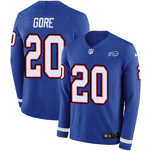 Nike Buffalo Bills #20 Frank Gore Royal Blue Team Color Men’s Stitched NFL Limited Therma Long Sleeve Jersey