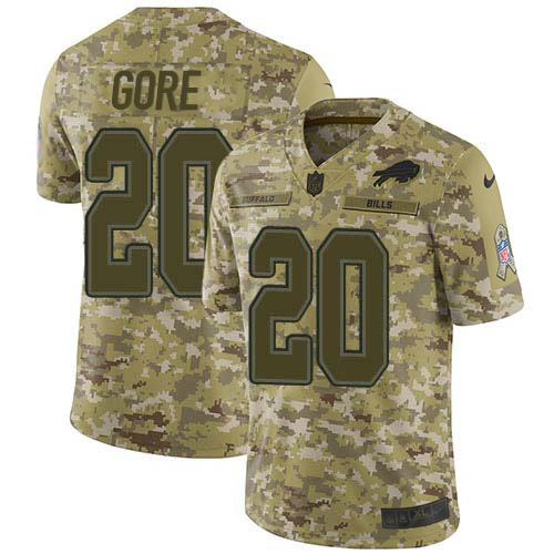 Nike Buffalo Bills #20 Frank Gore Camo Men’s Stitched NFL Limited 2018 Salute To Service Jersey