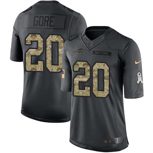 Nike Buffalo Bills #20 Frank Gore Black Men’s Stitched NFL Limited 2016 Salute To Service Jersey