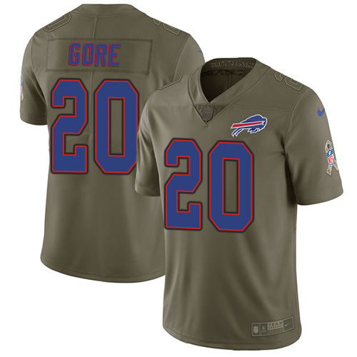 Nike Buffalo Bills #20 Frank Gore Olive Men’s Stitched NFL Limited 2017 Salute To Service Jersey