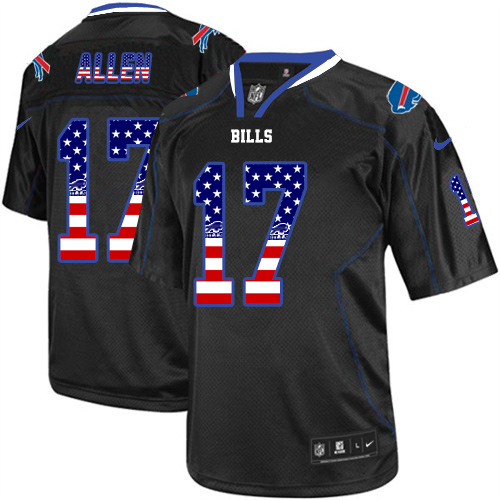 Nike Buffalo Bills #17 Josh Allen Black Men’s Stitched NFL Elite USA Flag Fashion Jersey