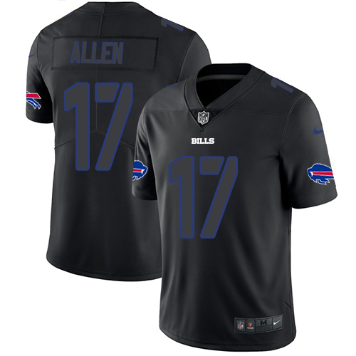 Nike Buffalo Bills #17 Josh Allen Black Men’s Stitched NFL Limited Rush Impact Jersey