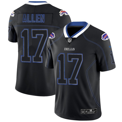Nike Buffalo Bills #17 Josh Allen Lights Out Black Men’s Stitched NFL Limited Rush Jersey