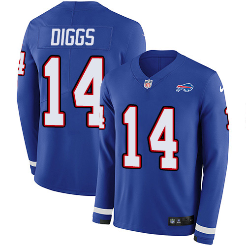 Nike Buffalo Bills #14 Stefon Diggs Royal Blue Team Color Men’s Stitched NFL Limited Therma Long Sleeve Jersey