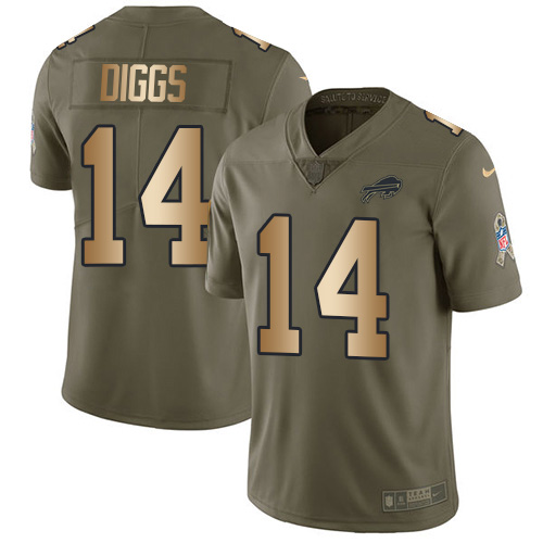 Nike Buffalo Bills #14 Stefon Diggs Olive/Gold Men’s Stitched NFL Limited 2017 Salute To Service Jersey