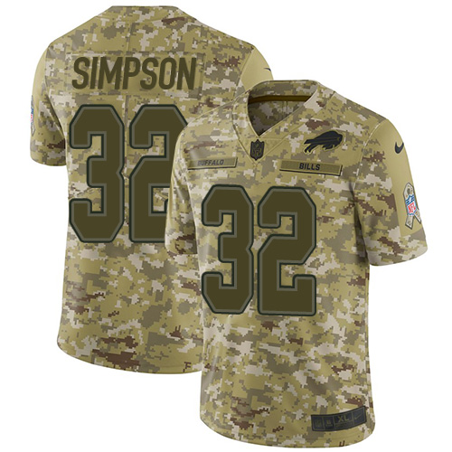 Nike Buffalo Bills #32 O. J. Simpson Camo Men’s Stitched NFL Limited 2018 Salute To Service Jersey