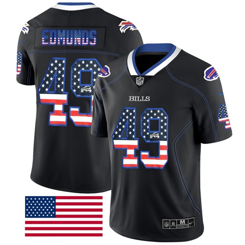 Nike Buffalo Bills #49 Tremaine Edmunds Black Men’s Stitched NFL Limited Rush USA Flag Jersey