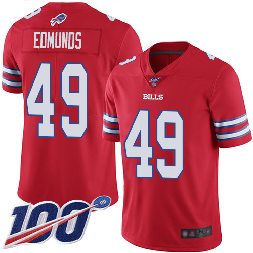 Nike Buffalo Bills #49 Tremaine Edmunds Red Men’s Stitched NFL Limited Rush 100th Season Jersey