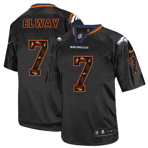 Nike Denver Broncos #7 John Elway New Lights Out Black Men’s Stitched NFL Elite Jersey