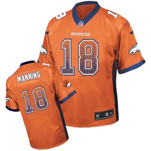 Nike Denver Broncos #18 Peyton Manning Orange Team Color Men’s Stitched NFL Elite Drift Fashion Jersey