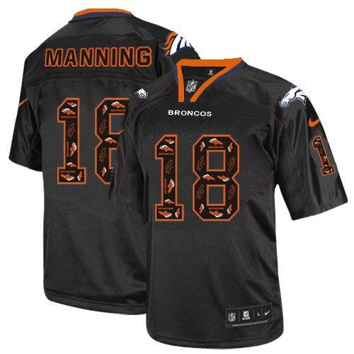 Nike Denver Broncos #18 Peyton Manning New Lights Out Black Men’s Stitched NFL Elite Jersey