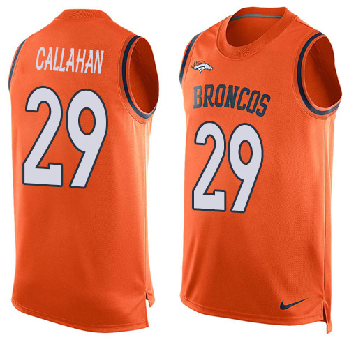 Nike Denver Broncos #29 Bryce Callahan Orange Team Color Men’s Stitched NFL Limited Tank Top Jersey