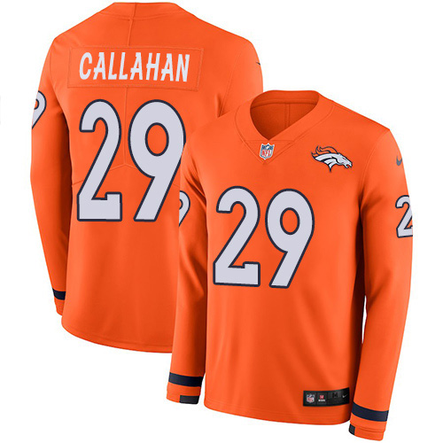 Men’s Denver Broncos #29 Bryce Callahan Orange Team Color Men’s Stitched NFL Limited Therma Long Sleeve Jersey