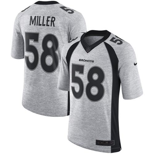 Nike Denver Broncos #58 Von Miller Gray Men’s Stitched NFL Limited Gridiron Gray II Jersey