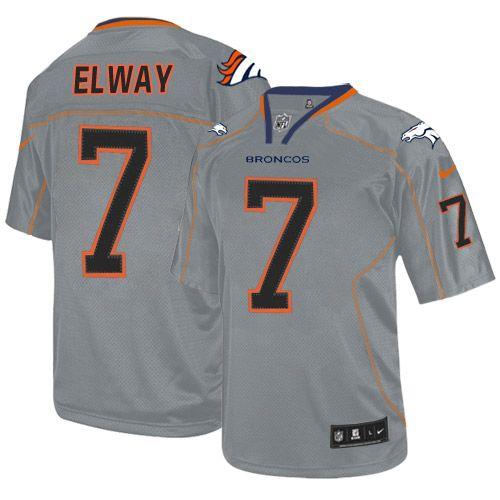 Nike Denver Broncos #7 John Elway Lights Out Grey Men’s Stitched NFL Elite Jersey