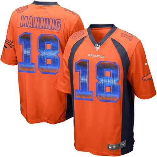 Nike Denver Broncos #18 Peyton Manning Orange Team Color Men’s Stitched NFL Limited Strobe Jersey