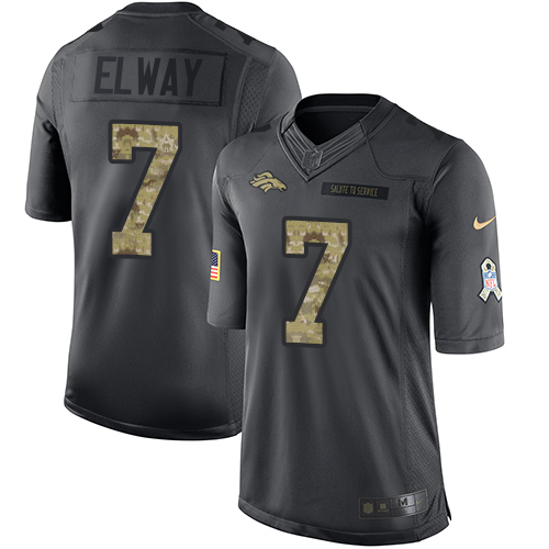 Nike Denver Broncos #7 John Elway Black Men’s Stitched NFL Limited 2016 Salute to Service Jersey