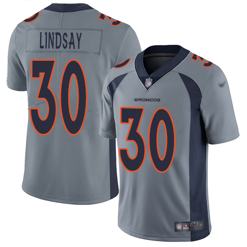 Nike Denver Broncos #30 Phillip Lindsay Gray Men’s Stitched NFL Limited Inverted Legend Jersey