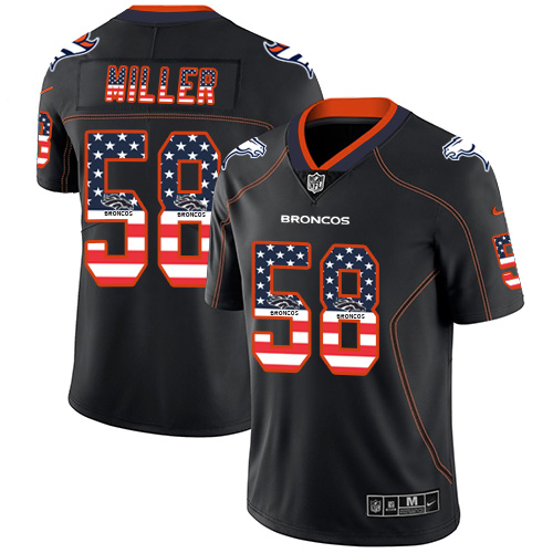 Nike Denver Broncos #58 Von Miller Black Men’s Stitched NFL Limited Rush USA Flag Jersey