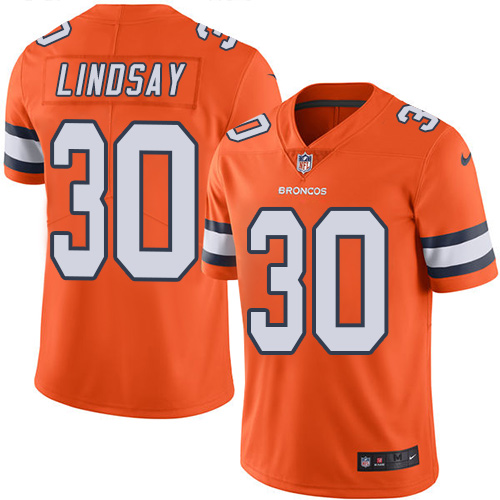 Nike Denver Broncos #30 Phillip Lindsay Orange Men’s Stitched NFL Limited Rush Jersey
