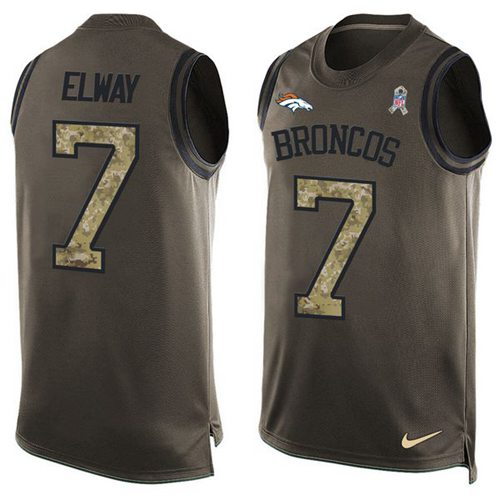 Nike Denver Broncos #7 John Elway Green Men’s Stitched NFL Limited Salute To Service Tank Top Jersey