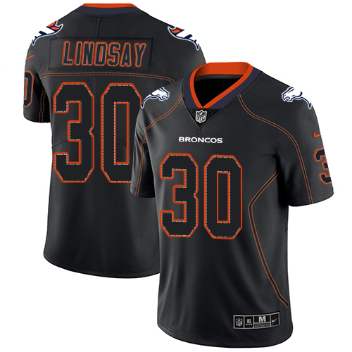 Nike Denver Broncos #30 Phillip Lindsay Lights Out Black Men’s Stitched NFL Limited Rush Jersey