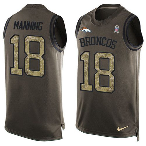 Nike Denver Broncos #18 Peyton Manning Green Men’s Stitched NFL Limited Salute To Service Tank Top Jersey
