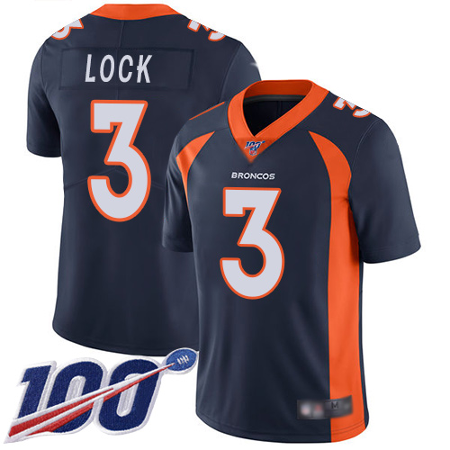 Nike Denver Broncos #3 Drew Lock Navy Blue Alternate Men’s Stitched NFL 100th Season Vapor Limited Jersey
