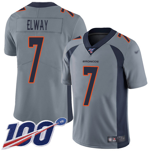Nike Denver Broncos #7 John Elway Gray Men’s Stitched NFL Limited Inverted Legend 100th Season Jersey