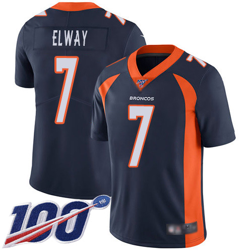 Nike Denver Broncos #7 John Elway Navy Blue Alternate Men’s Stitched NFL 100th Season Vapor Limited Jersey