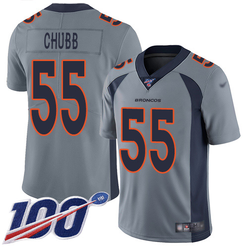 Nike Denver Broncos #55 Bradley Chubb Gray Men’s Stitched NFL Limited Inverted Legend 100th Season Jersey