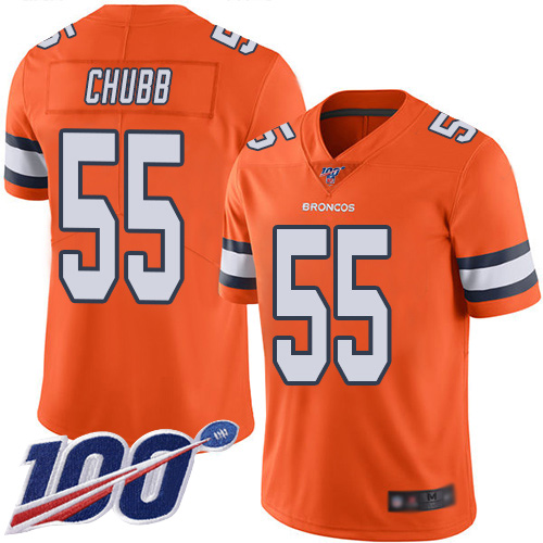 Nike Denver Broncos #55 Bradley Chubb Orange Men’s Stitched NFL Limited Rush 100th Season Jersey