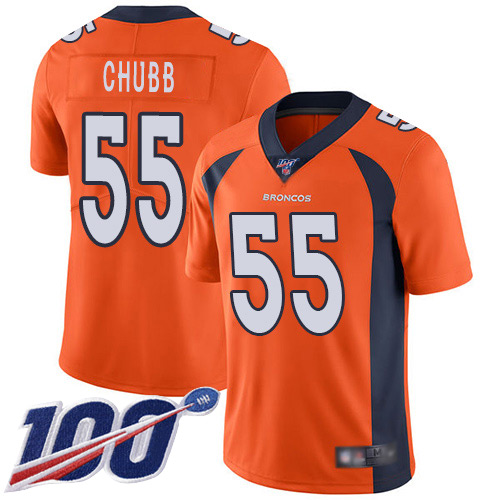 Nike Denver Broncos #55 Bradley Chubb Orange Men’s Stitched NFL 100th Season Vapor Limited Jersey