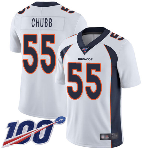Nike Denver Broncos #55 Bradley Chubb White Men’s Stitched NFL 100th Season Vapor Limited Jersey
