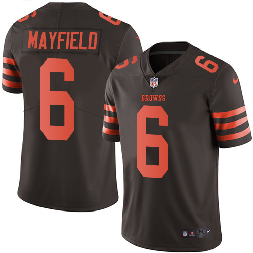 Nike Cleveland Browns #6 Baker Mayfield Brown Men’s Stitched NFL Limited Rush Jersey
